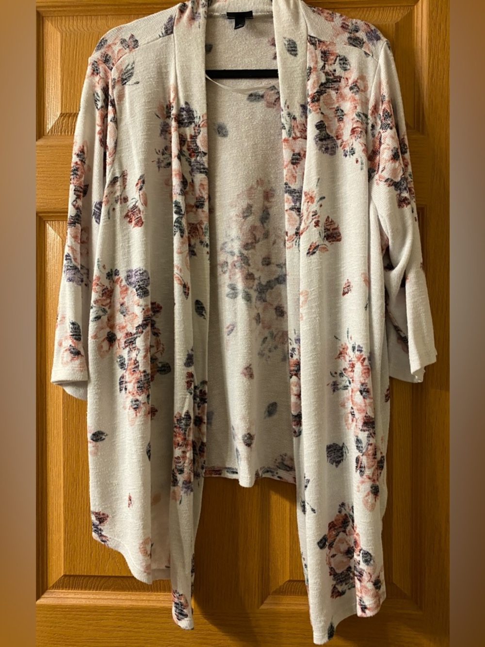 Torrid Cream Cardigan with Pink Floral Accents